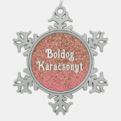 Boldog Karácsonyt | Vrolijk kerstfeest in het Hong Tin Sneeuwvlok Ornament (Voorkant)