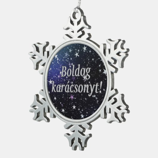 Boldog karácsonyt! Vrolijk kerstfeest in het Honga Tin Sneeuwvlok Ornament (Rechts)