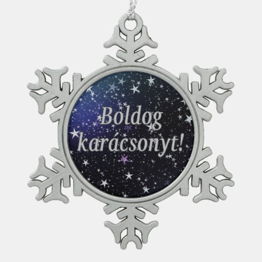 Boldog karácsonyt! Vrolijk kerstfeest in het Honga Tin Sneeuwvlok Ornament (Voorkant)