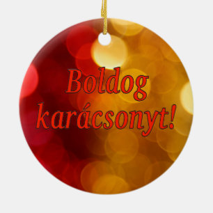 Boldog karácsonyt! Vrolijk kerstfeest in Hongaars Keramisch Ornament
