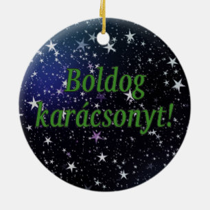 Boldog karácsonyt! Vrolijk kerstfeest in Hongaars Keramisch Ornament