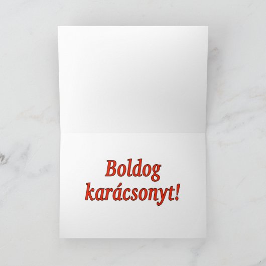 Boldog karácsonyt! Vrolijke Kerstmis in Hongaars Feestdagen Kaart (Binnen)
