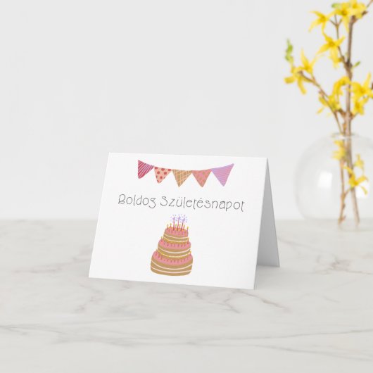 Boldog születésnapot Hongaarse verjaardag Kaart (Gele Bloem)