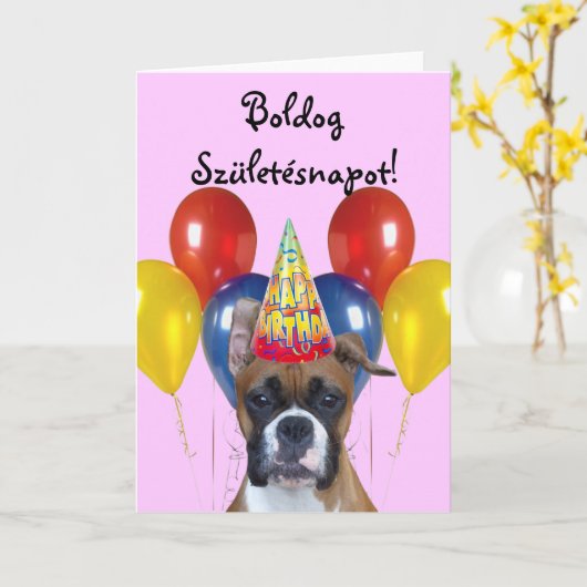 Boldog Születésnapot! Verjaardag Boxer Kaart (Gele Bloem)