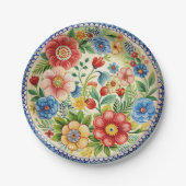 Boleslawiec Poolse aardewerk bloemenpapier Bord se (Voorkant)