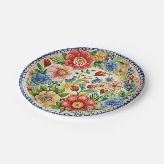 Boleslawiec Poolse aardewerk bloemenpapier Bord se (Gekanteld)