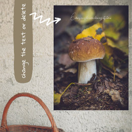 Bolete paddenstoel met gele bladeren poster