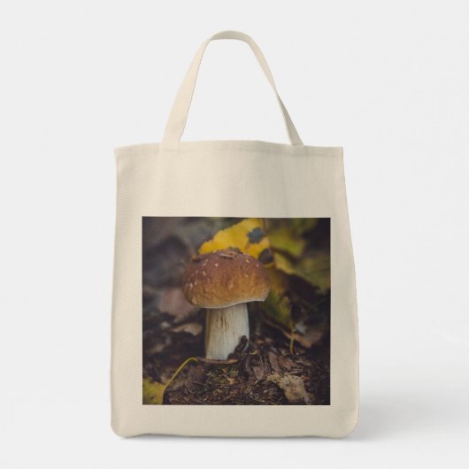 Bolete paddenstoel met gele bladeren tote bag (Achterkant)