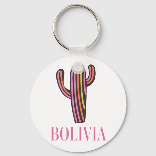 Bolivia cactus reisposter ansichtkaart sleutelhanger (Voorkant)
