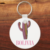 Bolivia cactus reisposter ansichtkaart sleutelhanger (Voorkant)