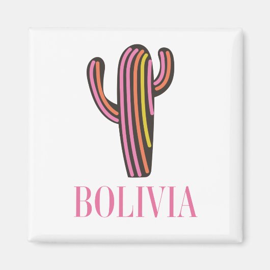 Bolivia cactus reisposter briefkaart sleutelhanger magneet (Voorkant)