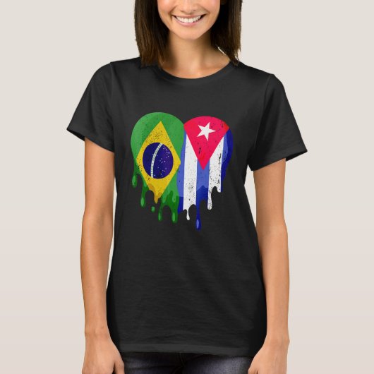 Bolivia Cuba Flag Heart Citizen Grown Patriot Coun T-shirt (Voorkant)
