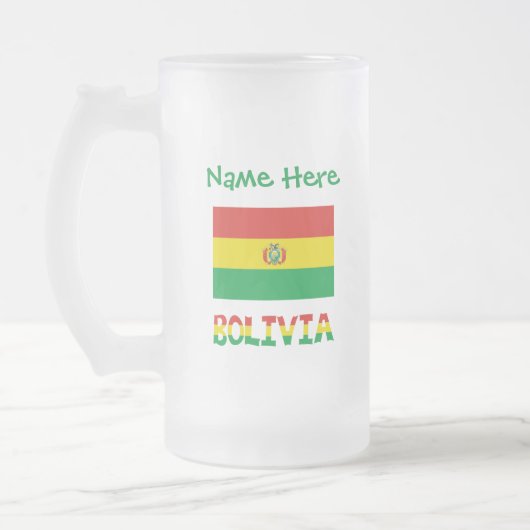 Bolivia en Boliviaanse vlag Groene Personalisatie Matglas Bierpul (Links)