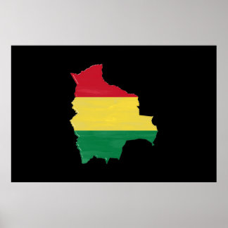 Bolivia flag and map poster