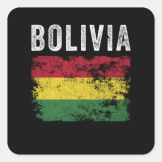 Bolivia Flag Distressed - Bolivian Flag Vierkante Sticker