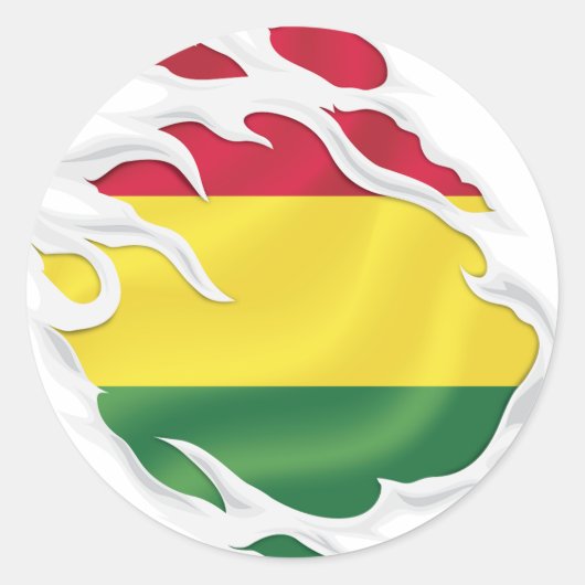 Bolivia geripte vlag ronde sticker (Voorkant)