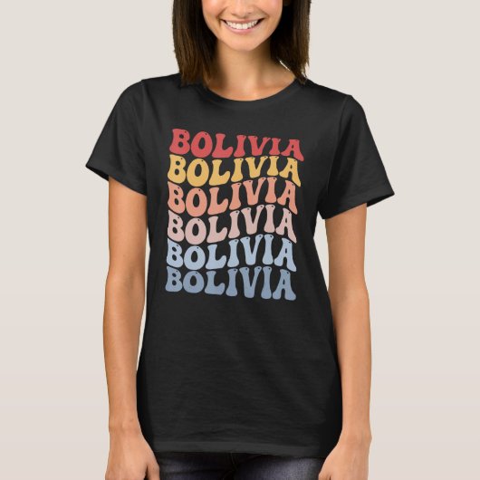 Bolivia Groovy Retro Bolivian T-shirt (Voorkant)