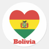 Bolivia hartvlag ronde sticker (Voorkant)