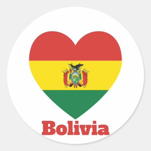 Bolivia hartvlag ronde sticker (Voorkant)