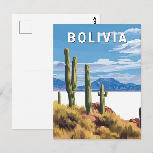 Bolivia Illustratie Reizen Art Vintage Briefkaart (Voorkant / Achterkant)