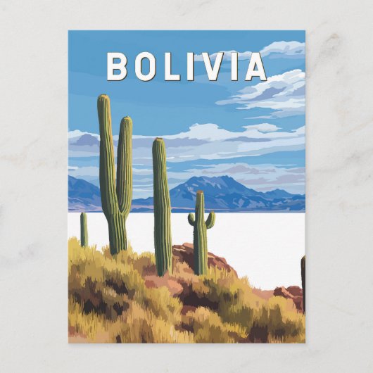 Bolivia Illustratie Reizen Art Vintage Briefkaart (Voorkant)