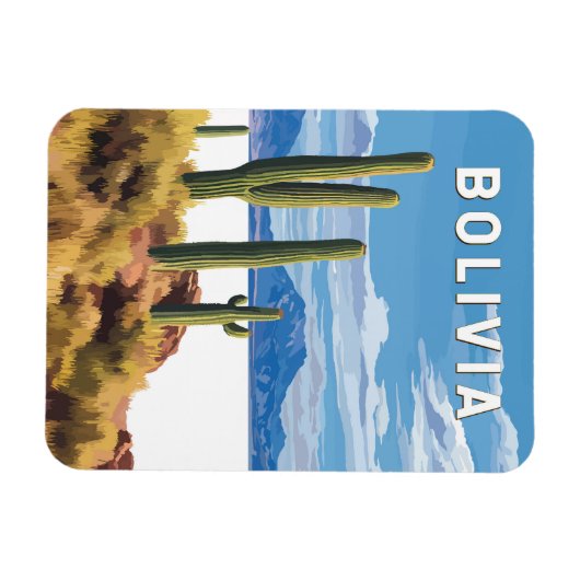 Bolivia Illustratie Reizen Art Vintage Magneet (Horizontaal)