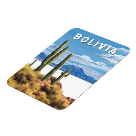 Bolivia Illustratie Reizen Art Vintage Magneet (Linkerzijde)