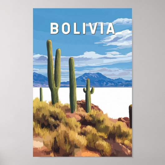 Bolivia Illustratie Reizen Art Vintage Poster (Voorkant)