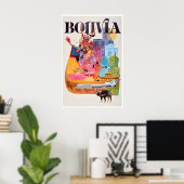 Bolivia Kunst Zuid-Amerika Reisposter Vintage Poster (Thuiskantoor)