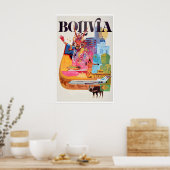 Bolivia Kunst Zuid-Amerika Reisposter Vintage Poster (Keuken)