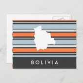 Bolivia Map: Modern Stripes Briefkaart (Voorkant / Achterkant)