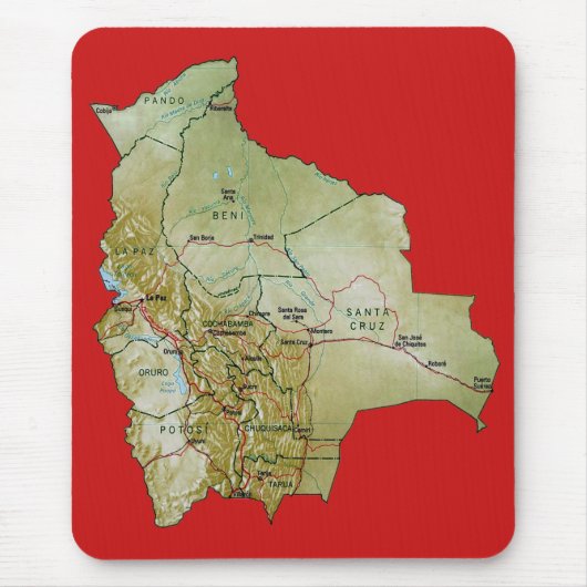 Bolivia Map Mousepad Muismat (Voorkant)