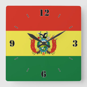 Bolivia Nationale Vlagspatriottische vlag Vierkante Klok