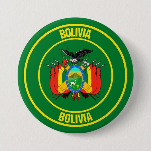 Bolivia Ronde Embleem Button 7,6 Cm (Voorkant)