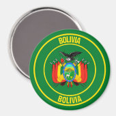Bolivia Ronde Embleem Magneet (Voorkant / Achterkant)