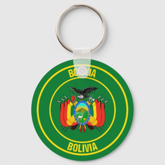 Bolivia Ronde Embleem Sleutelhanger (Voorkant)