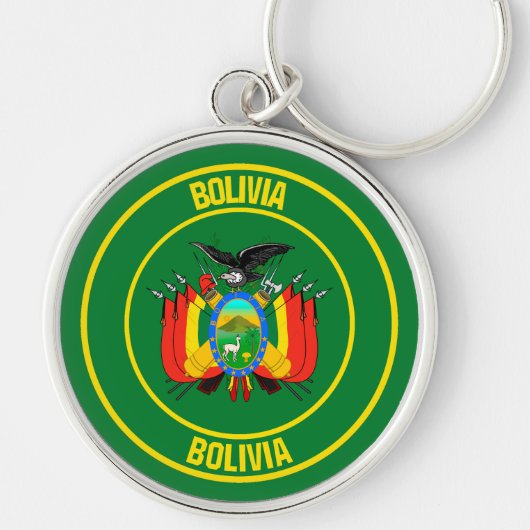 Bolivia Ronde Embleem Sleutelhanger (Voorkant)