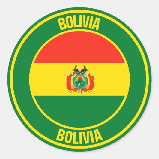 Bolivia Ronde Embleem Sticker (Voorkant)