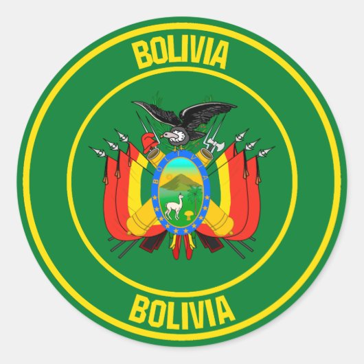 Bolivia Ronde Embleem Sticker (Voorkant)