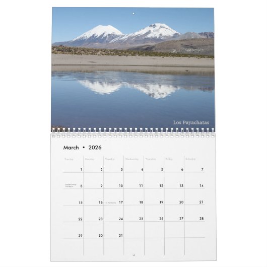 Bolivia Sneeuwberg Kalender (Mar 2026)