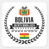 Bolivia Vierkante Sticker (Voorkant)