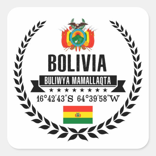 Bolivia Vierkante Sticker (Voorkant)