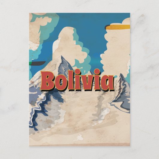 Bolivia Vintage Reisposter Briefkaart (Voorkant)