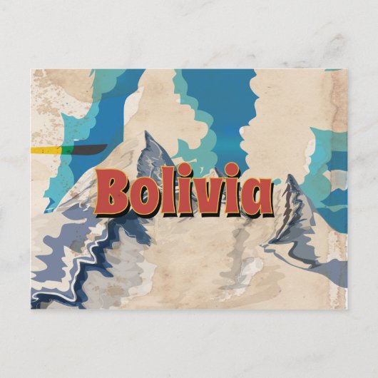 Bolivia Vintage Reisposter Briefkaart (Voorkant)