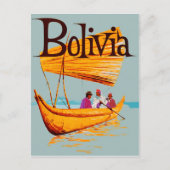 Bolivia, vissers op de boot, oldtimers briefkaart (Voorkant)