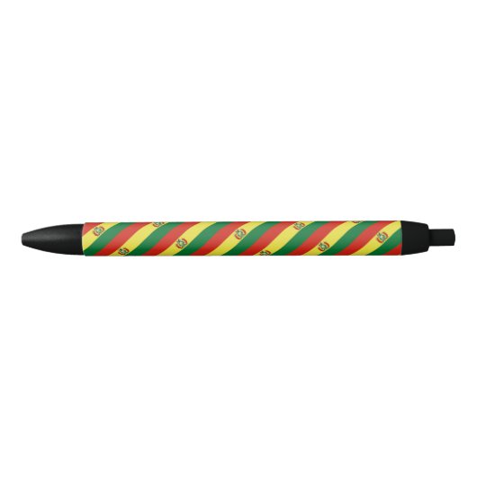 Bolivia Vlag Balpen Zwarte Inkt Pen (Voorkant)