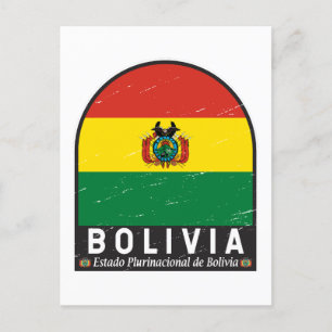Bolivia Vlag Embleem Onderdruk Vintage Briefkaart