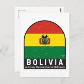 Bolivia Vlag Embleem Onderdruk Vintage Briefkaart (Voorkant / Achterkant)
