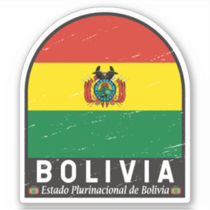 Bolivia Vlag Embleem Onderdruk Vintage Sticker