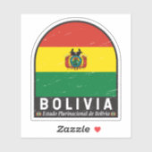 Bolivia Vlag Embleem Onderdruk Vintage Sticker (Vel)